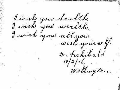 05.jpg - H. Archibald could be Harold Archibald (name from
Annie Hunter's Birthday book) unsure if related